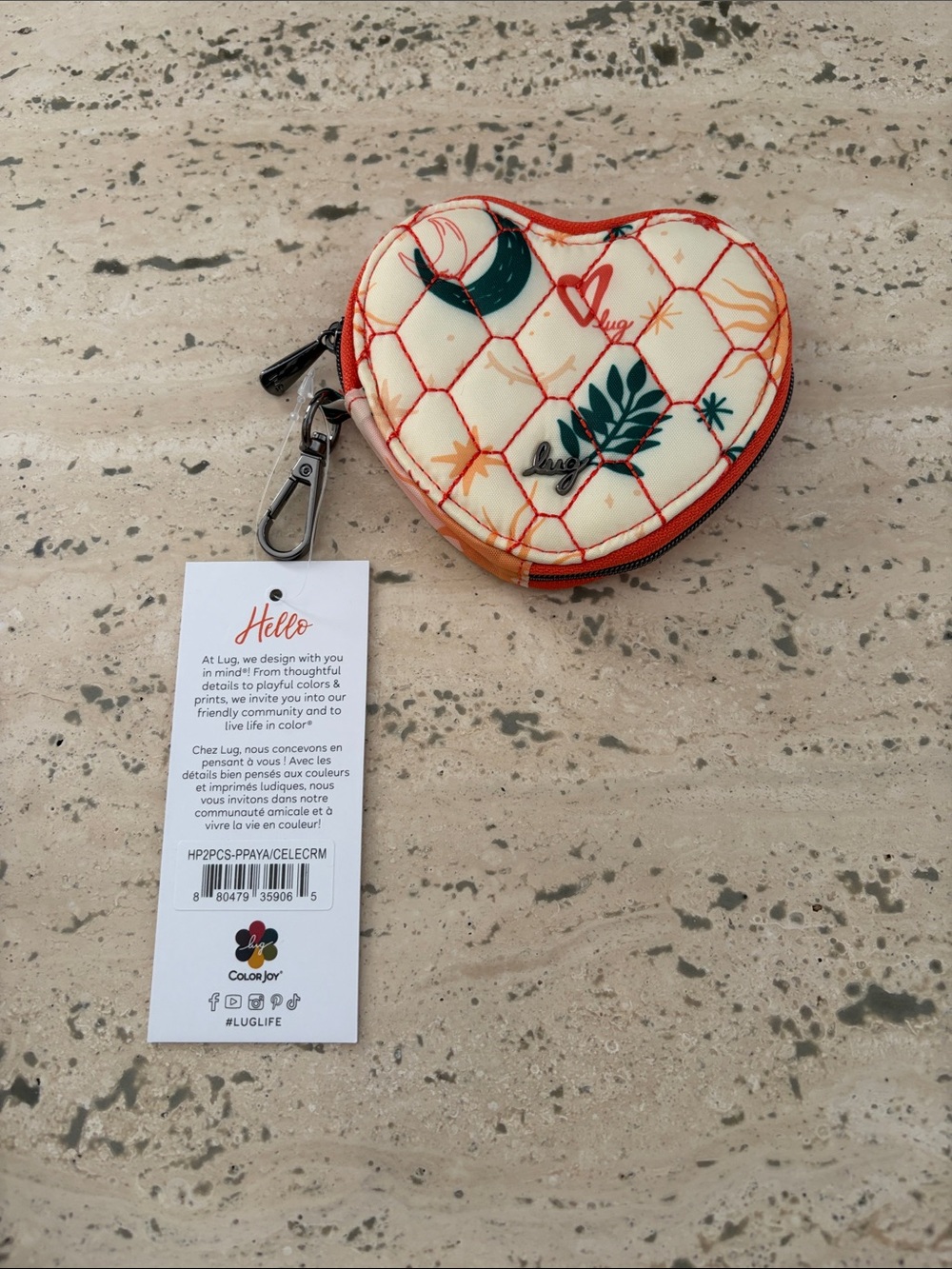 Lug Heart Pouch Papaya Celestial Cream